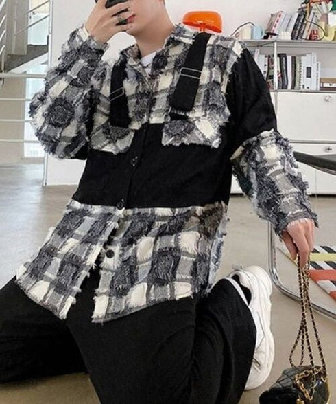 Fringe Check Combination Jacket