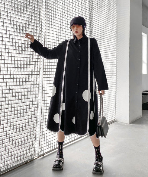 Scallop Dot Graphic Shirt Dress