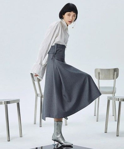 Zip Wrap Flare Skirt