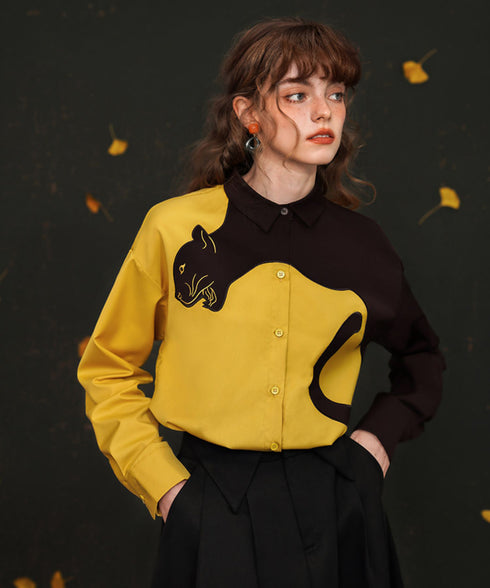 Black Panther Long Sleeve Blouse