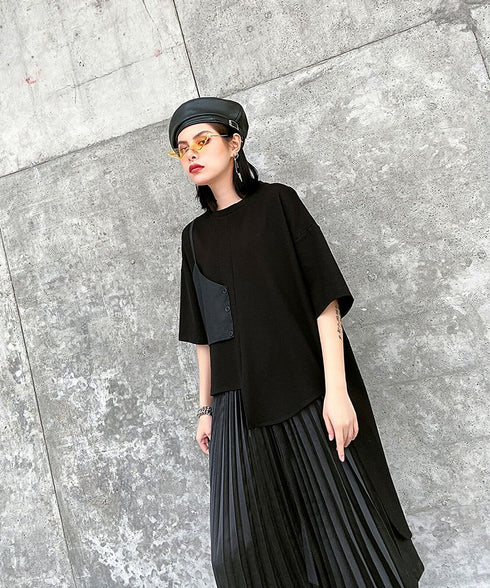 Half Sleeve Asymmetric Top