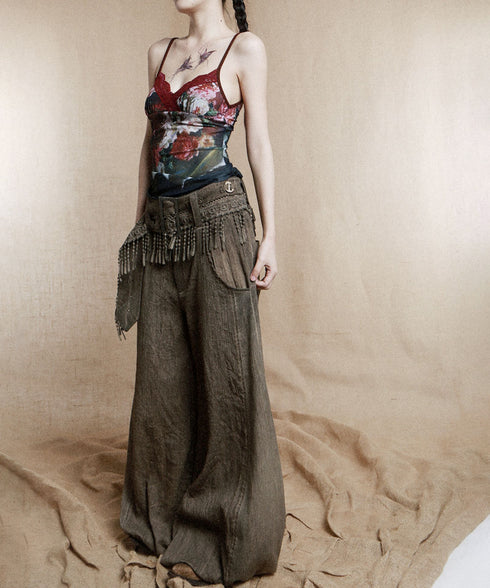 Tassel Belt Lantern Pants