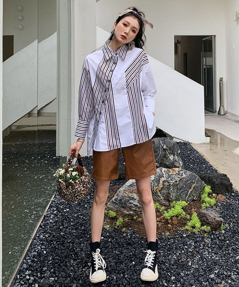 Striped Switching Blouse