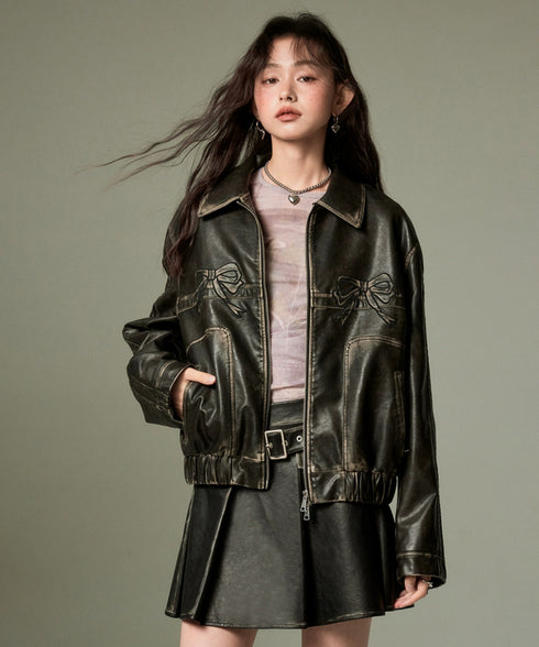 Box Pleat Faux Leather Skirt