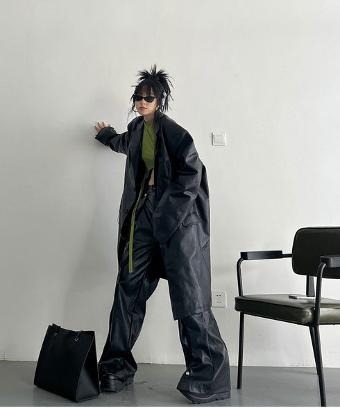 Oversized Faux Leather Jacket