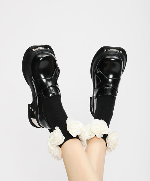 Metal Plate Platform Loafers