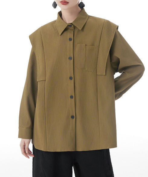 Wing Shoulder Corduroy Blouse