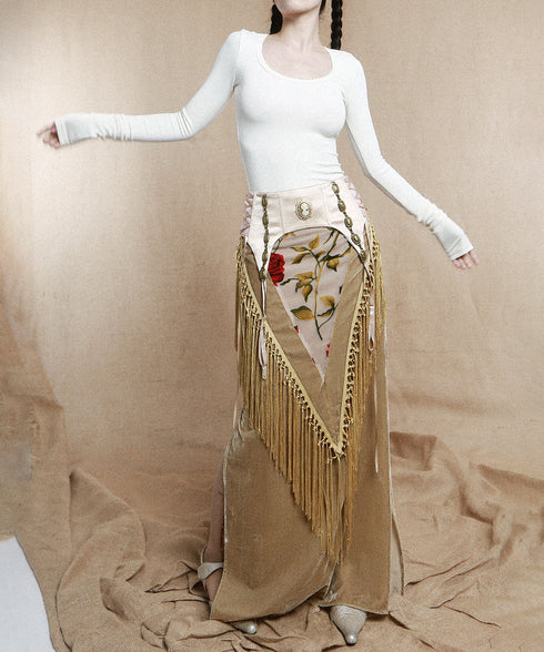 Flower Layered Tassel Skirt