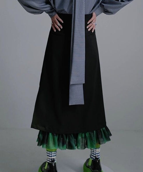Ruffle Hem Layered Skirt