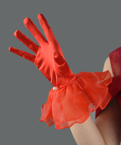 Organza Frill Satin Gloves