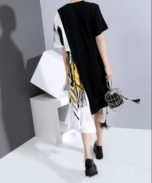 half wrap brushstroke dress