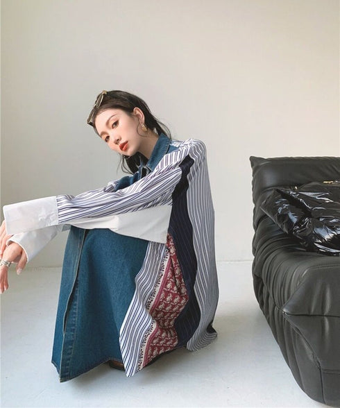 Striped Patchwork Blouse