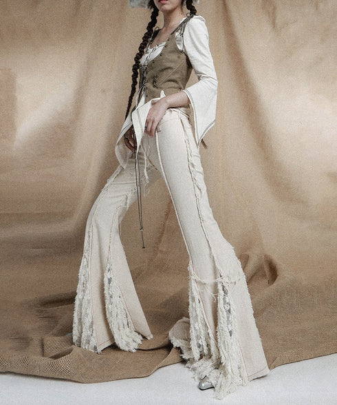 Untrimmed Bootcut Pants