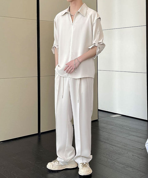 Zipper Sleeve Relaxed Set