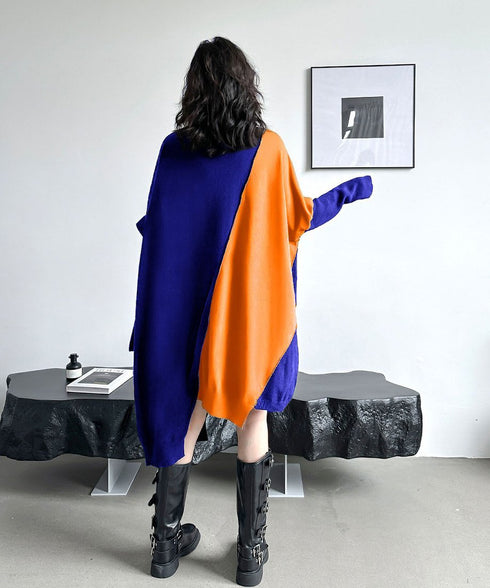 Diagonal Switch Sweater Dress