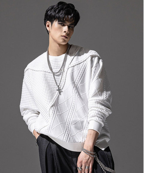 Textured Panel Mix Knit