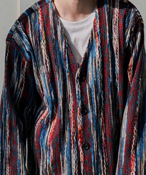 Multicolor Wavy Knit Cardigan