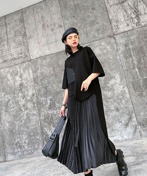 Half Sleeve Asymmetric Top