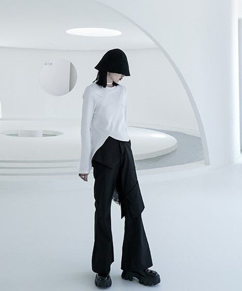 Layered Flare Cargo Pants