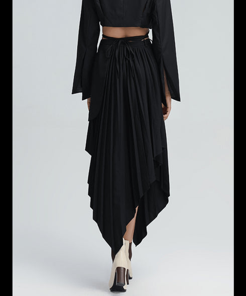 Pleated Cascade Hem Skirt