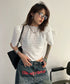 English Letter Print Denim Pants