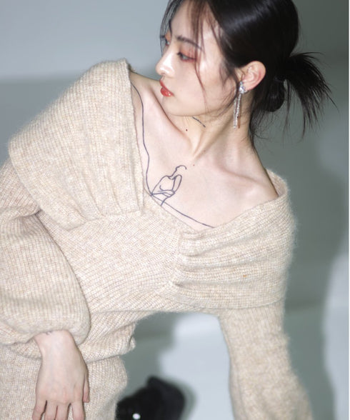 Melange Knit Dress & Scarf Co-ord