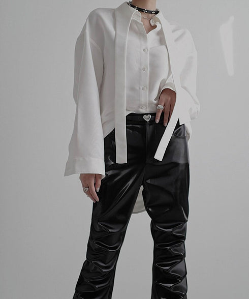 Scarf Collar White Blouse