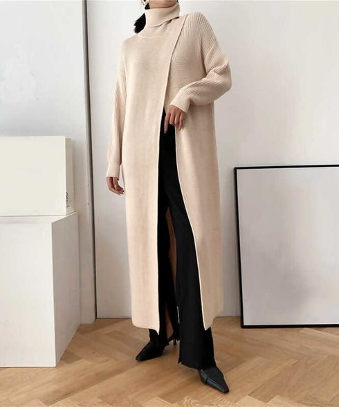 Long Knit Drape Sweater