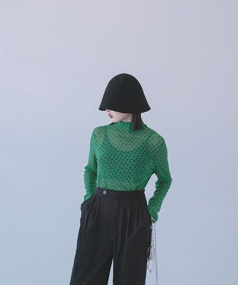 Star Mesh Turtleneck Top
