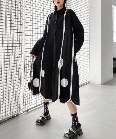 Scallop Dot Graphic Shirt Dress