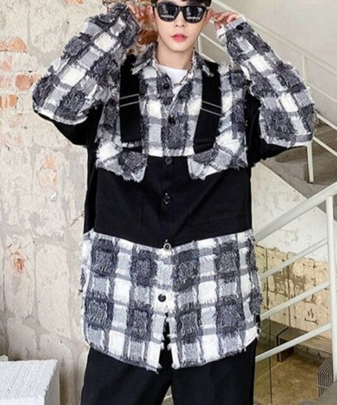 Fringe Check Combination Jacket