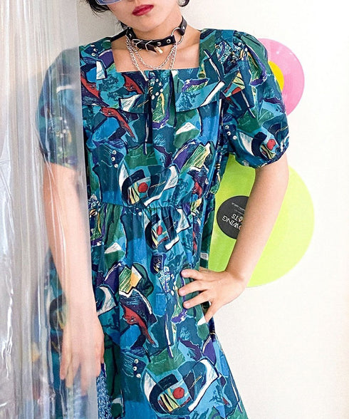 Retro Cassette Print Dress