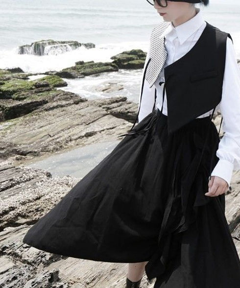 white pleated loose blouse