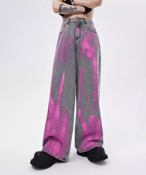 Paint Graphic Wide Denim