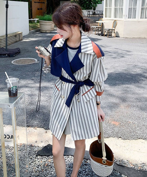 Stripe Short Trench Coat