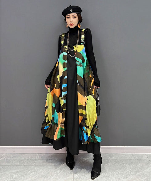 Blur Strap Belt Dress