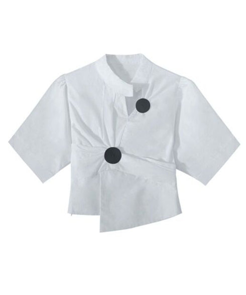 Circle Accent Asymmetric Blouse