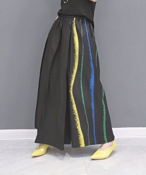 Wave Line Printed Wide Pants