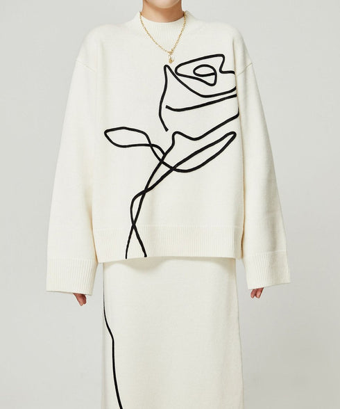 Line Drawing Sweater & Skirt Co-ord