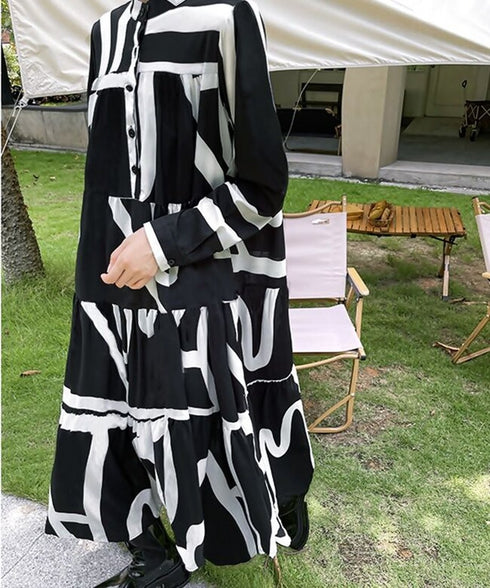 Graphic Pattern Maxi Dress