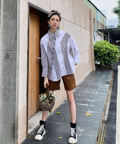 Striped Switching Blouse