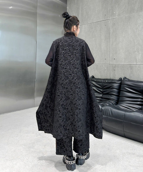 Ripple-fabric Vest&Pants Co-ord