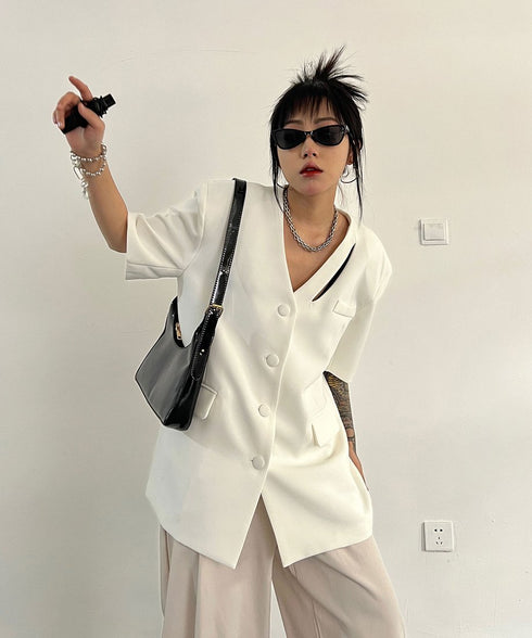 V-neck Short-sleeve Jacket