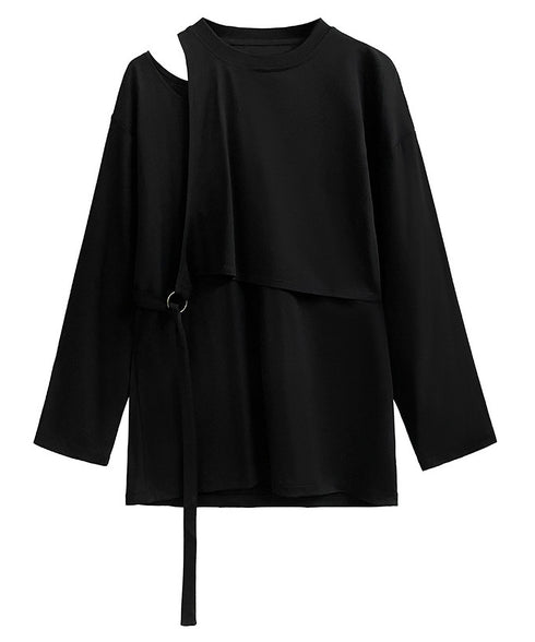 Faux Layered Cutout Top