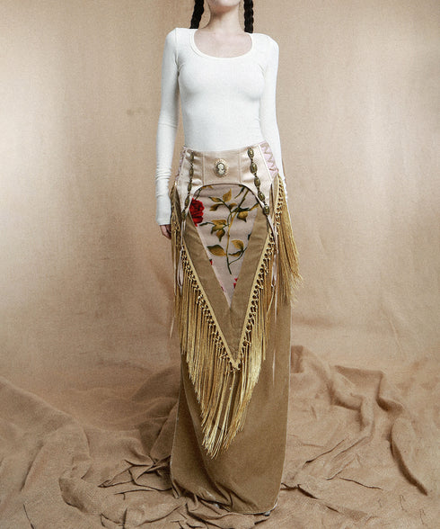 Flower Layered Tassel Skirt