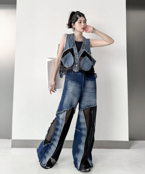 Mesh Denim Vest