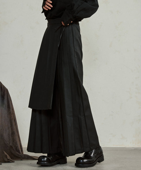Pleated Wide Pants & Wrap Apron Co-ord