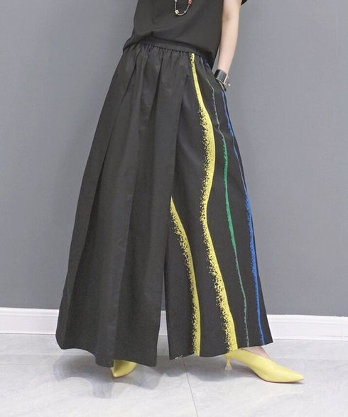 Wave Line Printed Wide Pants