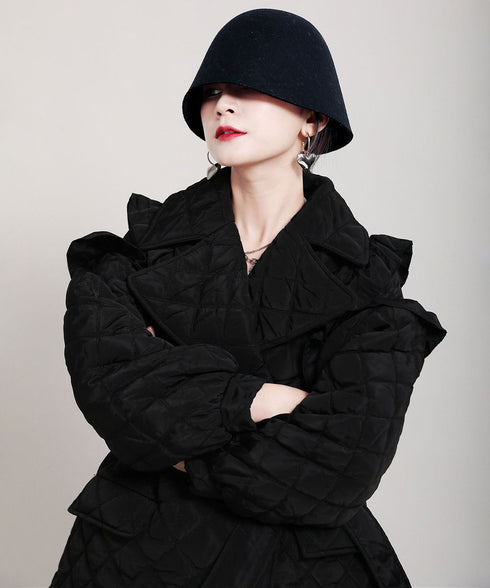 Ruffled Quilted Belted Coat