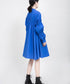 blue asymmetric pleated dress